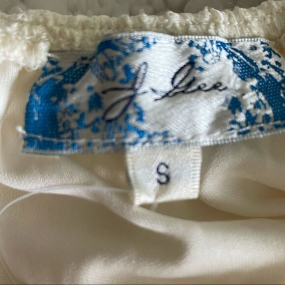 NWT J Gee Ivory Lace BoHo Off The Shoulder Dress Lined Size Small - Picture 9 of 13
